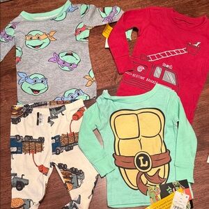 Bundle of 4 pajama separates of trucks and ninja turtles